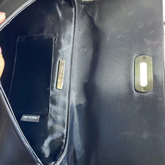 Katy Langley Solid Black Shoulder Evening Bag Woman’s Medium Fold Over 6H X 10W - Picture 10 of 16